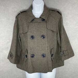 Ben Sherman Wool Blend Cape Jacket Houndstooth Double‎ Breasted XL